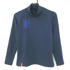 【美品】ルコック 長袖ハイネックシャツ ネイビー 裏微起毛 袖ロゴ レディース S ゴルフウェア le coq sportif