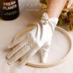 サテン パール ウェディンググローブ 結婚式 ホワイト ブライダル チャペル 記念