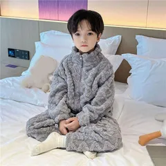 パジャマ ルームウェア キッズ 子ども 上下セット 部屋着 寝巻き 子供 厚手 防寒 ふわふわ もこもこ セットアップ あったか 男の子 女の子 suoyu01