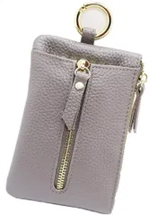 Queen's Lab キーケース レディース 小銭入れ コインケース 革 カード入れ( グレー)