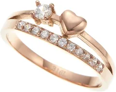 アクセサリーショップPIENA/ピアス ピエナ サージカルステンレス316L キュービックジルコニア ハート ピンキーリング 小指 揺れる レディース 11号(ピンクゴールド)