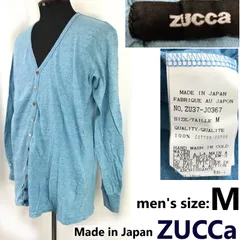 日本製★ZUCCa【ズッカ】コットン/長袖カーディガン【メンズM/青/水色/blue】薄手/Tops/sweater◆BJ097-i