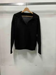 MACPHEE(TOMORROWLAND) マカフィー トゥモローランド 24AW ウールメッシュ ポロプルオーバー ブラック 長袖ニット サイズS