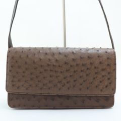 2507-32 ジャルダンデサック ショルダーバッグ JARDIN DES SACS オーストリッチ製 ブラウン フラップ