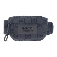 ★状態良好★【GUCCI】GUCCI ベルトバッグ ラージ 767934 ボディバッグ GGリサイクルポリエステル ブラック グレー シルバー金具 メンズ