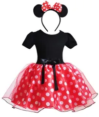 【人気商品】なりきり ワンピース コスプレ キッズ 仮装 子供 チュチュスカート キッズダンス衣装 コスチューム ドット柄 ミッキーちゃん ミニー ドレス、カチューシャ 2点セット [CQDY] 12M-5Y