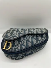 ◎CHRISTIAN DIOR クリスチャンディオール　トロッター　サドルポーチ　バニティケース　ネイビー　グレー　　　　　　荏原町店