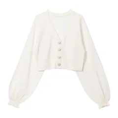夢展望公式 [新品未使用] ラメシアークロップドカーディガン [ホワイト] 他カラー別ページ有 dearmyloverose ニットトップス ニットトップス（長袖） 534587-01