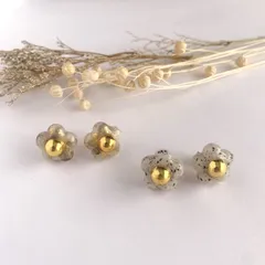 no.62 お花 ニュアンスカラー 水彩 ピアス