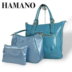 【良品】HAMANO ハマノ 濱野皮革工藝 ショルダーバッグ ポーチ トートバッグ レディース ターコイズブルー ナイロン  レザー 肩掛け  5116