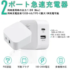 特価処理 iPhone12対応 充電器 急速充電器 折畳式プラグ 2ポート