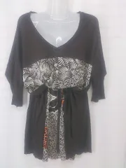 ◇ Lirica リリカ 長袖 膝丈 ワンピース サイズF ブラウン系 ベージュ系 レディース E  【1305090000619】