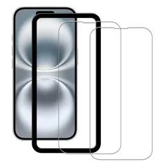 【2枚セット】ガイド枠付き KPNS 日本素材製 強化ガラス iPhone 16e / iPhone 14 / iPhone13 / iPhone 13 Pro 用 ガラスフィルム 強化ガラス カバー 保護フィルム 0