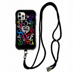 [iPhone15 Pro Max] スマホショルダー付 iPhone16 i-coronケース アイフォン 15 Pro Plus Pro Max 14 13 12 スマホケース ショルダー タイプ 背面保護 耐衝撃 マルチカラー ブラック 数字 かわいい