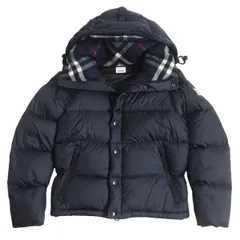 美品□BURBERRY/バーバリー 8018732 LOCKWELL フード裏チェック柄 2WAY フーデッド WZIP ダウンジャケット/ベスト ネイビー XS 正規品のサムネイル