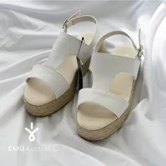 【正規品取扱店･新品】 EMU Australia 厚底ジュートサンダル | 本革 サンダル Babinda W12864 ホワイト 厚底 レディース ストラップバンド エスパドリーユ 上品 エレガント レザー 大人 きれいめ セール 半額 エミュのサムネイル