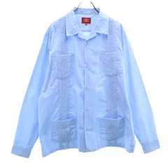 Maximos U.S.A YUCATAN 長袖キューバシャツ 長袖 オープンカラー キューバシャツ 2XL ブルー ビッグサイズ メンズ 古着