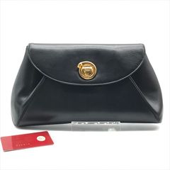 美品 Cartier カルティエ カルチェ パンテール ゴールド金具 オールレザー レディース クラッチ セカンド バッグ 鞄 ブラック 黒 a8210