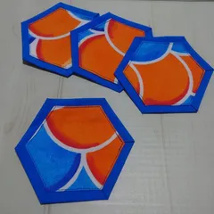 コースターNo.15　オレンジ・水色×青