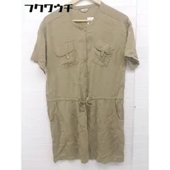 ◇ un dix cors アンディコール スタンドカラー 袖ロールアップ 半袖 ミニ ワンピース サイズ 38 カーキ レディース  【1108260001689】