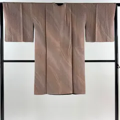 【美品】 道行 身丈103.5cm 裄丈65cm M 和装コート 角衿 リバーシブル 幾何学模様 地紋 ぼかし 灰紫 正絹 名品 【中古】