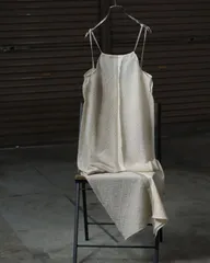 insideout design sheer camisole long one-piece dress nuance color 70s 80s インサイドアウト デザイン シアー サイドスリット マキシ丈 キャミソール ワンピース エクリュカラー