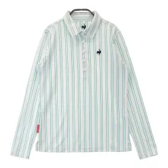 サイズ：M LE COQ GOLF ルコックゴルフ  長袖ポロシャツ ストライプ柄 グリーン系 [240101378971]# ゴルフウェア レディース ストスト