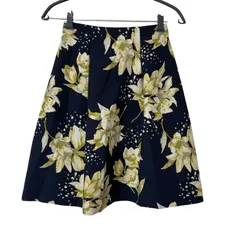 Z1511【美品】snidel スナイデル フレアスカート 花柄 膝丈 ネイビー サイズF 未使用タグ付