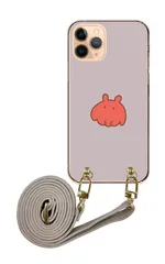 Galaxy S21 5G SC-51B SCG09 ギャラクシーS21 スマホケース スマホショルダー メンダコ ワンポイント レッド かわいい レザーベルト ストラップ 調節可能 130cm  カラー03