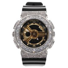 G-SHOCK BABY-G ベイビーG カスタム コンビ カスタムGショック ブラック 大粒CZダイヤベゼル（キュービックジルコニア） ゴールド　Kronic クロニック　女性 レディース時計