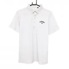 【美品】キャロウェイ 半袖ポロシャツ 白×グレー 星柄風 ボタンダウン  メンズ M ゴルフウェア Callaway