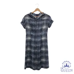 ☆美品☆ COMME CA コムサ ワンピース ひざ丈 半袖 フレア レディース ネイビー ブルー チェック 9 日本製 901-16480 送料無料 古着