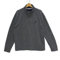 NAUTICA ノーティカ ハーフジップ スウェットシャツ トレーナー 長袖 ワンポイント刺繡 ベトナム製 Lサイズ グレー