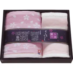 今治泉州さくらづくし フェイス・ハンドタオルセット TMS2508804 | 24-7542-041タオル バスタオル フェイスタオル ハンドタオル 汗拭き ふわふわ パイル糸 綿100% 日本製 箱入り 上質感 お見舞い 詰め合わせ ギフト ギフトセット プ