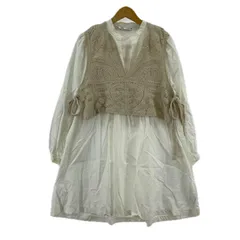 ZARA ザラ レイヤード風 ノーカラー シャツワンピース sizeEUR M/ホワイト×ベージュ