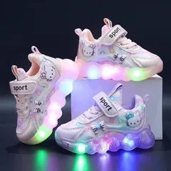キティちゃん ハローキティ LED光る靴 スニーカー スポーツシューズ カジュアルシューズ 女の子  13.3cm～18.3cm ピンク パープル 2色 通園 通学 遠足 ハイキング
