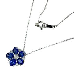 サファイア 1.03ct ダイヤモンド 0.15ct ネックレス Pt900プラチナ/Pt850プラチナ 2.2g 40cm レディース 【中古】【真子質店】【NN】