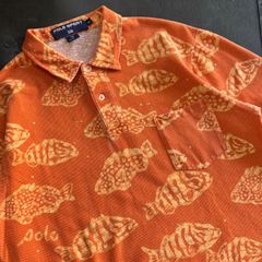 90s POLO SPORT フィッシュ柄ポロシャツ　オレンジ