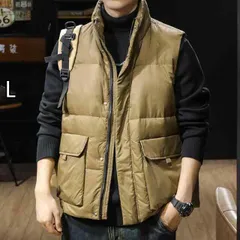 [L ]秋冬 コーデ メンズ  服 シンプル ファッション オシャレ 大人 かっこいい 大きいサイズ ストリート 紳士服  アメリカン ワークウェア ダウン ベスト ライト ふくらみ 暖かい ジャケット アウターベスト