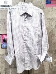 美品 USA製 正規 ブルックスブラザーズ ダブルカフス タッターソールチェック 長袖 ボタンダウンシャツ 16-31 メンズ 米国製 Brooks Brothers