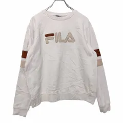 FILA ロゴ スウェット トレーナー L ホワイト ベージュ フィラ 古着卸 アメリカ仕入 a601-6310