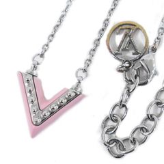 本物 ルイヴィトン LOUIS VUITTON LV エセンシャルV ネックレス ペンダント メタル シルバー金具 M63182 ビトン アクセサリー ジュエリー 中古 【フォロー割】