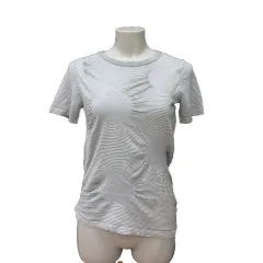 ヒロコビス HIROKO BIS Tシャツ カットソー ボーダー ドット アシンメトリー 半袖 9 グレー 白 ホワイト /MSのサムネイル