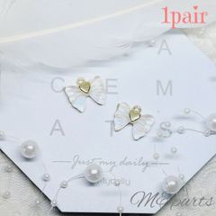 リボンハートオーロラゴールドチャーム《2個》1pair