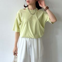 綿天竺アシンメトリーTシャツ