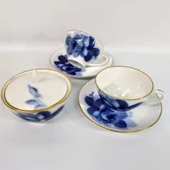 ー品販売  大倉陶園ブルーローズフルーツ皿×6 クリーマシュガーポットセット 食器
