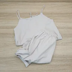 ◇ earth music&ecology カジュアル 夏 レースアップ ウエストゴム セットアップ サイズF ピンクベージュ レディース E  【1307260030662】