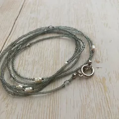 淡水パールとビーズのシンプルロングネックレス