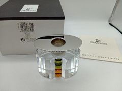 SWAROVSKI スワロフスキー クリスタルレインボーキャンドルホルダー Olivine TOPAZ クリスタルグラス 箱付きのサムネイル