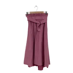 F 【超美品】MIIA （ ミーア ）MIIA／ミーア ベルト付 ハイウエスト フレアスカート くすみピンク マキシ丈 甘め ガーリー 体型カバー ウエストゴム リボン オフィス 通勤 インスタ映え フォロワー注目  今日はキメキメなワタシ♪✨ KKB4-24